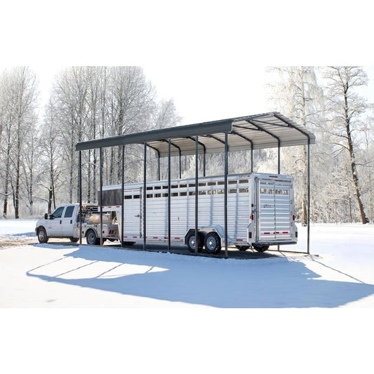 14 ft. W x 29 ft. D Galvanized Steel Charcoal Finish RV Carport