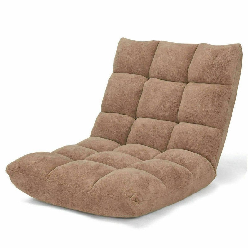 22 in. W Beige Fabric Flannel Sponge Back Adjustable Lazy Floor Gaming Chair