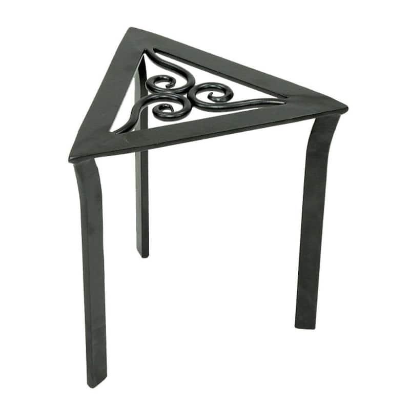 12 in. Tall Graphite Powder Coat Iron Triangular Trivet Plant Stand