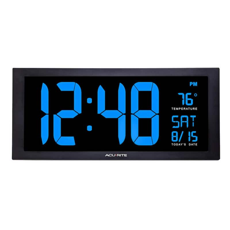 18 in. Digital Clock with Date, Indoor Temperature, and Blue LED Display