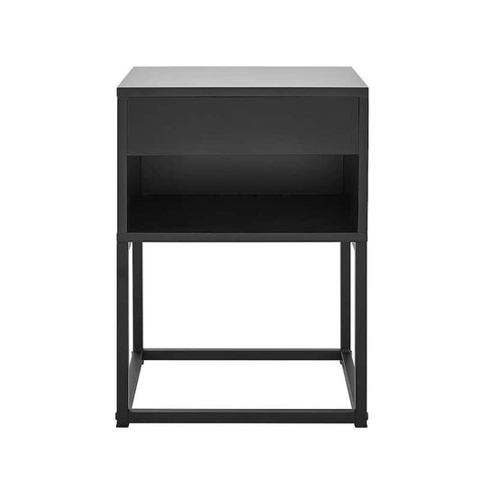 1-Drawer Black Stylish Versatile Night Stand with Bedroom Office Lounge Living Room