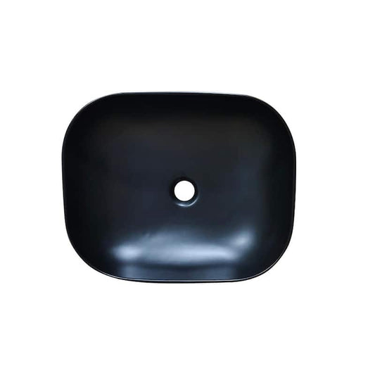 20 in. Oval Black Ceramic Oval Vessel Bathroom Vanity Sink