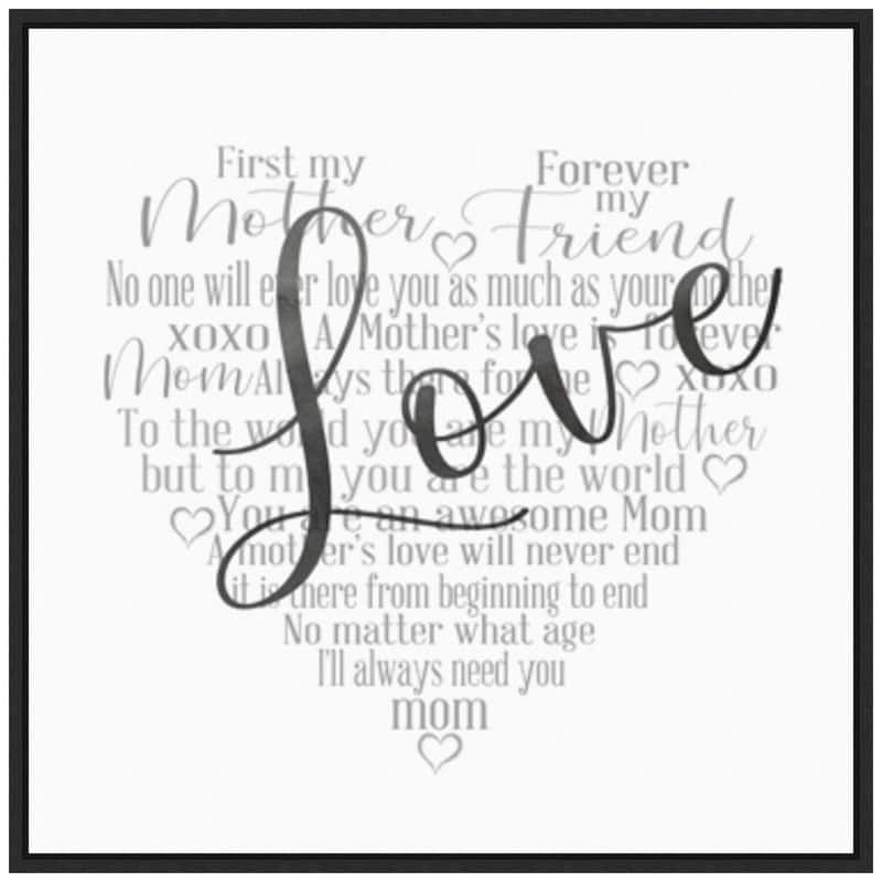 22 in. Mother's Day Heart Love Valentine's Day Holiday Framed Canvas Wall Art