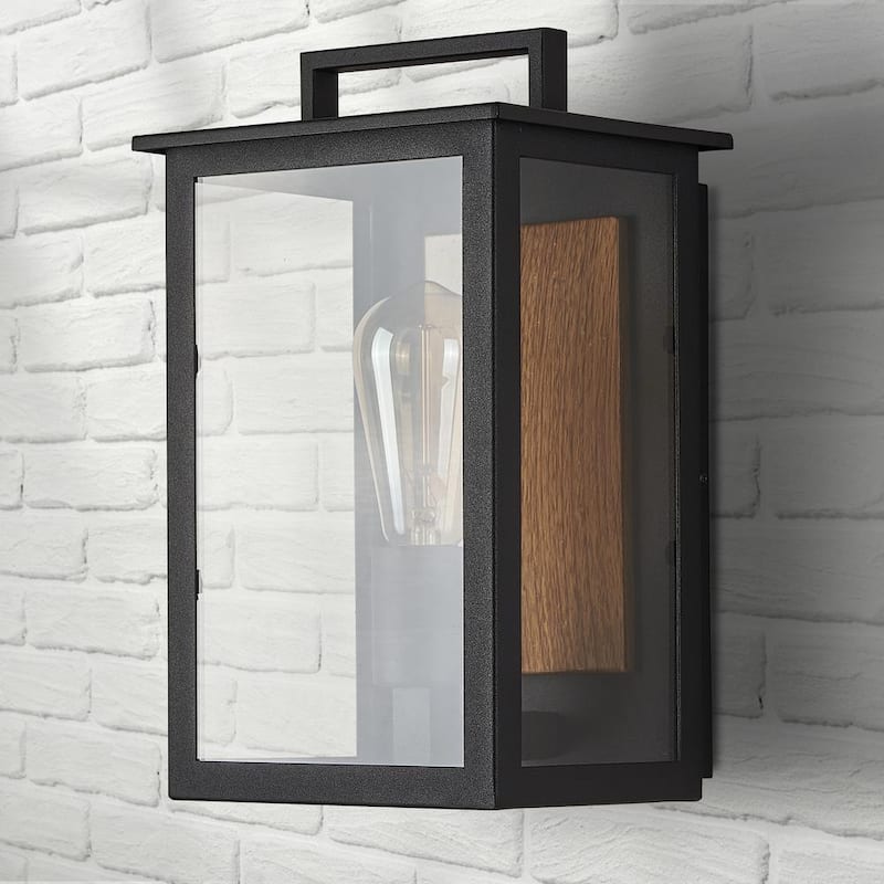 1-Light Black Hardwired Outdoor Wall Lantern Wall Sconce