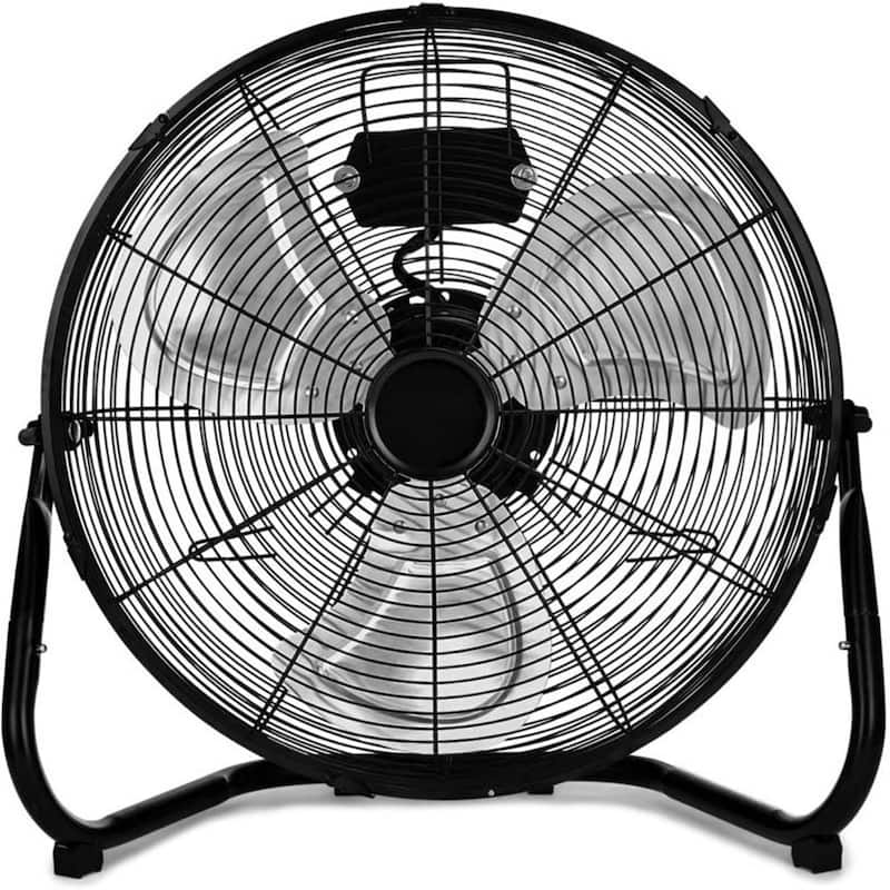 12 in. 3-Speed High-Velocity Industrial Heavy Duty Metal Floor Fan in Black with Tilting Head for Outdoor/Indoor Use