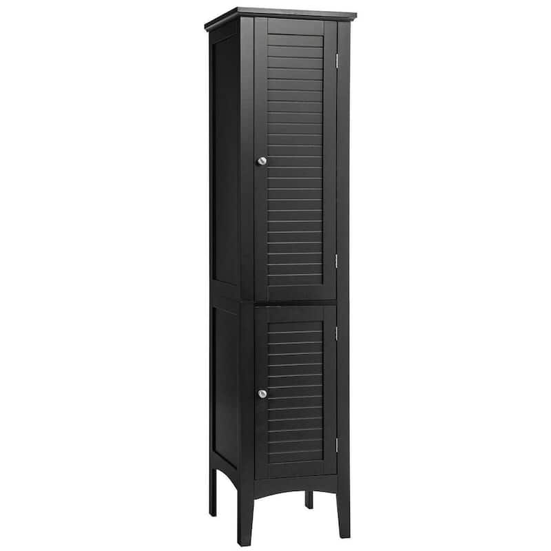 14.5 in. W x 14.5 in. D x 63 in. H Black Freestanding Narrow Storage Linen Cabinet for Bathroom