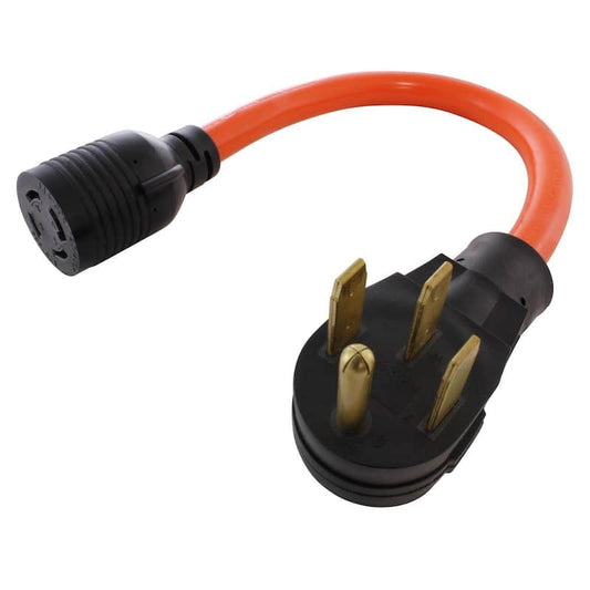 10/4 STW 1.5FT 1450P 50 Amp RV/Range/Generator Plug to L14-30R 4-Prong 30 Amp Locking Connector