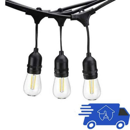 12 Light 24 ft. Outdoor Plug-in LED Edison Bulb Commercial Ready String Light