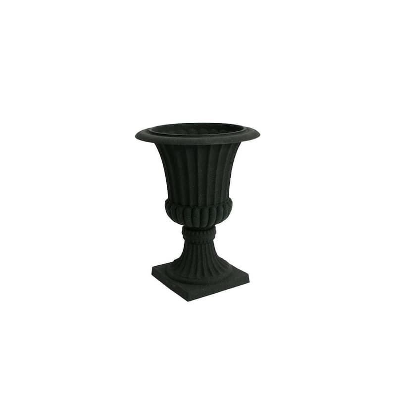 16.25 in. D x 21.25 in. H Black Stucco Plastic Rustic Urn