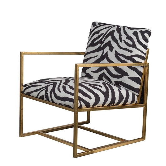 Zebra Print Black, White, Gold Arm Chair