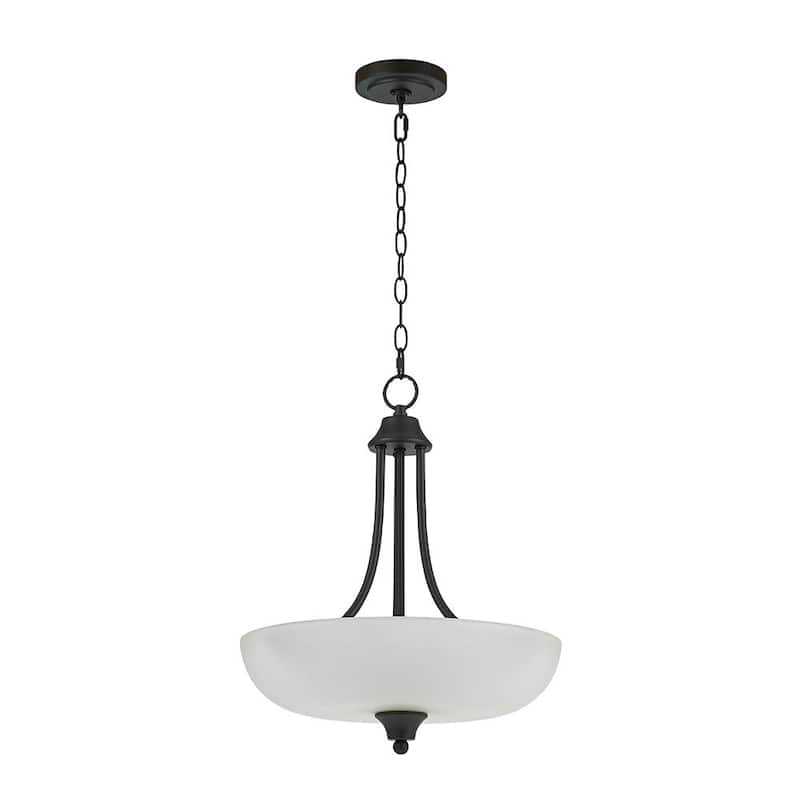 2-Light Bronze Inverted Pendant with Etched Glass Shade