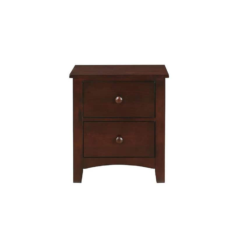 2-Drawer Brown Traditional Design Solid Wood Nightstand 24.8 in. H X 22 in. W X 16 in. D