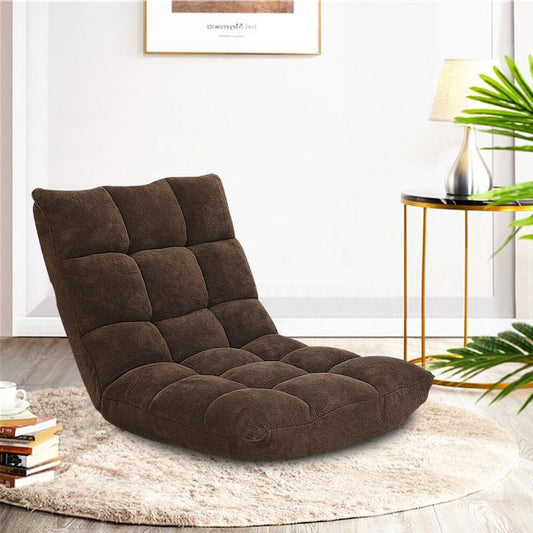 22 in. W Brown Fabric Flannel Sponge Back Adjustable Lazy Floor Gaming Chair