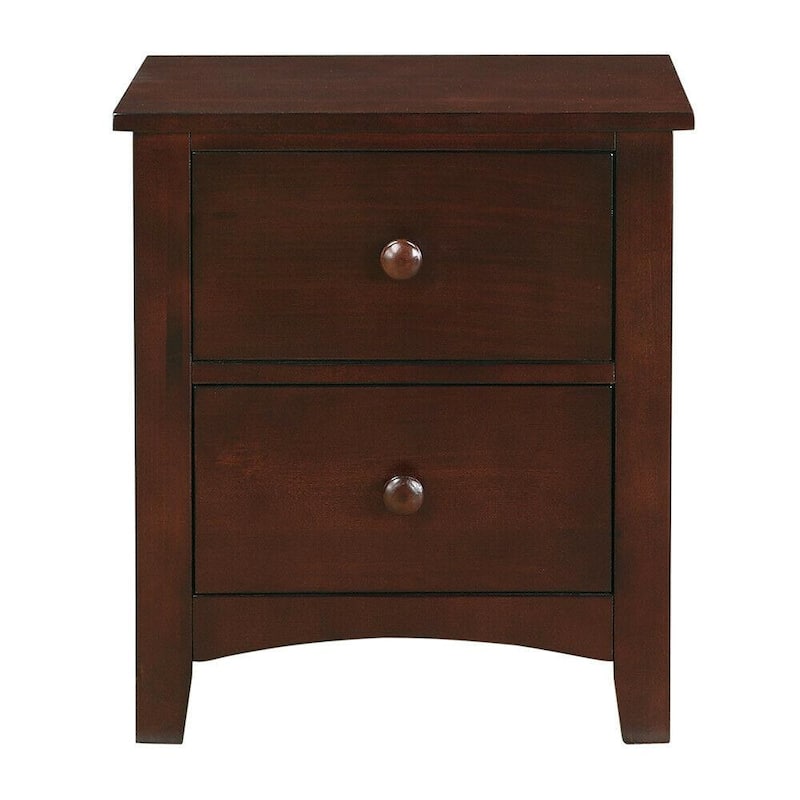 2-Drawers 1-Piece Dark Oak Pine Veneer MDF Wooden Nightstand with 22 in. x 16 in. x 24 in. H