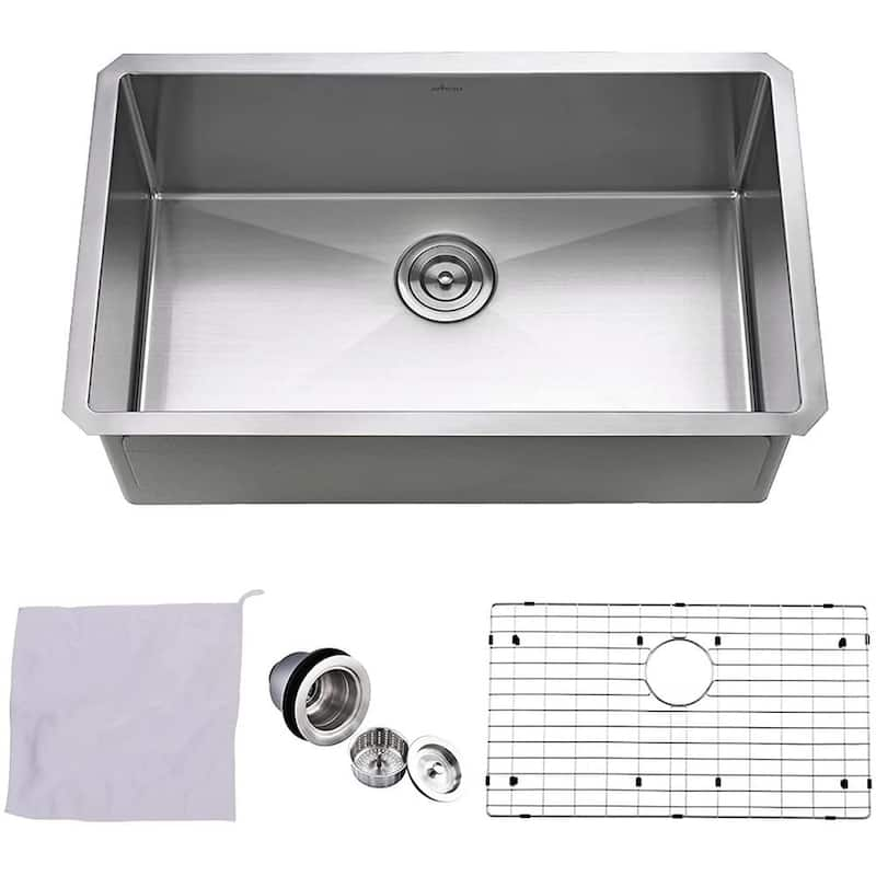 16G Stainless Steel 30 in. Single Bowl Undermount Workstation Kitchen Sink with Bottom Grid and Drain