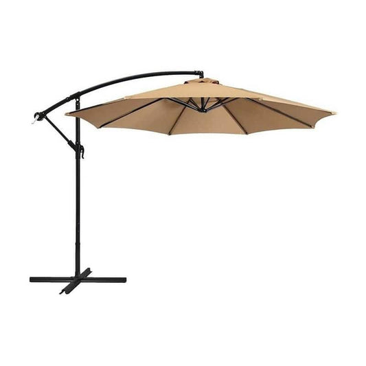 10 ft. Cantilever Hanging Umbrella Outdoor Patio Umbrella in Beige with Cross Base