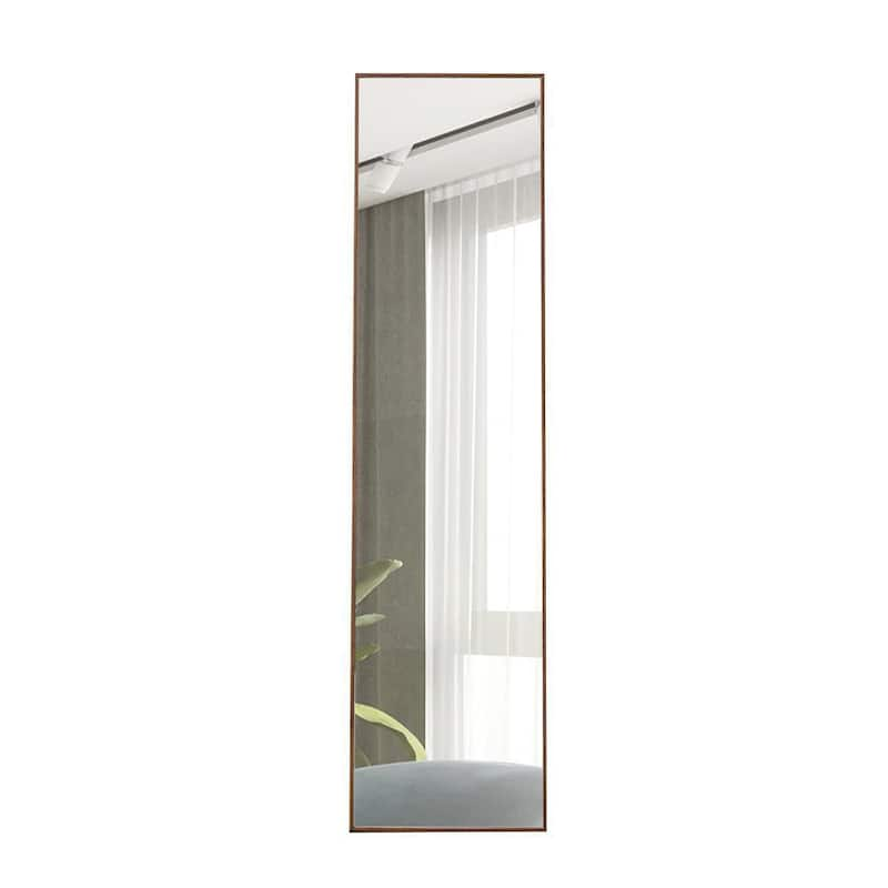 15 in. W x 58 in. H Brown Solid Wood Frame Full-Length Mirror, Dressing Mirror, Floor Mounted Mirror, Wall Mounted