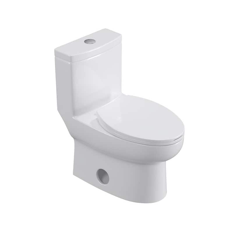 12 in. Rough-In 1-piece 1.27 GPF Dual Flush Elongated Toilet in Glossy White Seat Included