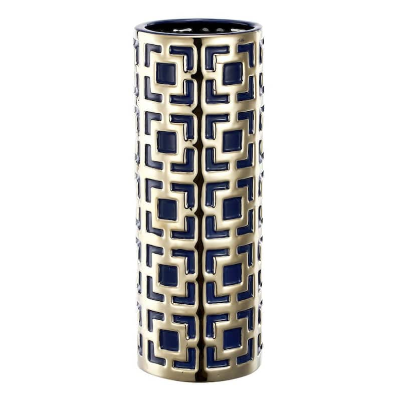 16 in. Malika Gold, Blue Tall Vase