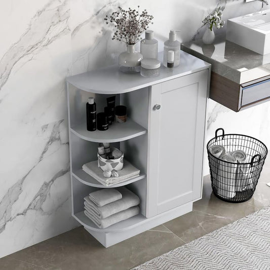 23.6 in. W x 9.7 in. D x 31.3 in. H Gray Open Style Shelf Cabinet Linen Cabinet with Adjustable Plates, Gray