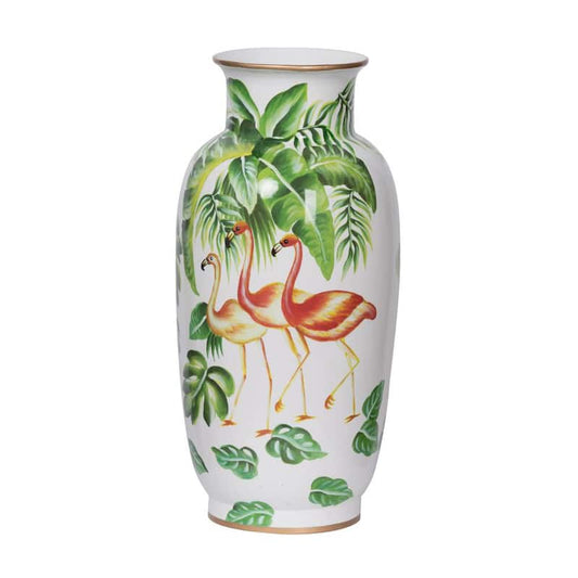 16 in. Lovise Green and White Botanical Vase