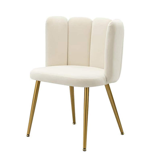 Yginio Ivory Velvet Side Chair with Metal Legs