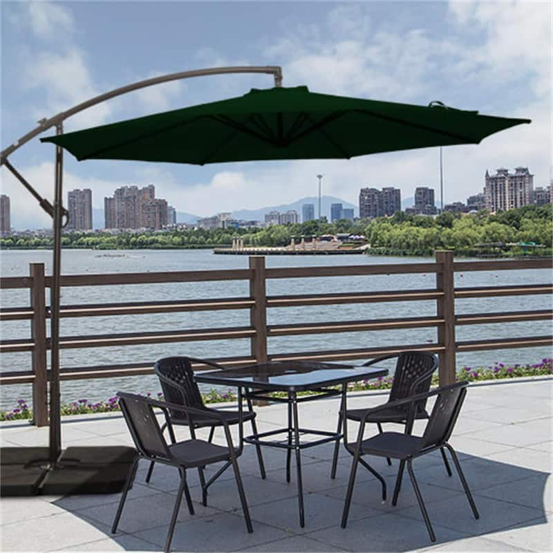 10 ft. Outdoor Powder-Coated Aluminum Market Crank Lift Tilt Patio Umbrella in Green