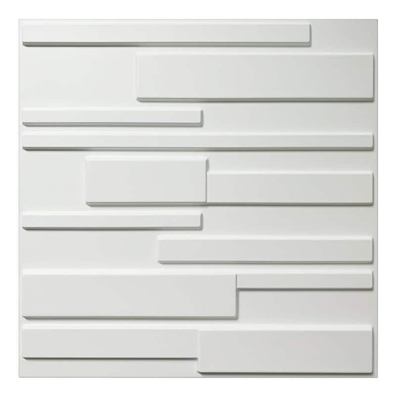 19.7 in. x 19.7 in. x 1 in. PVC Brick 3D Wall Panels in Matt White (12-Pack)