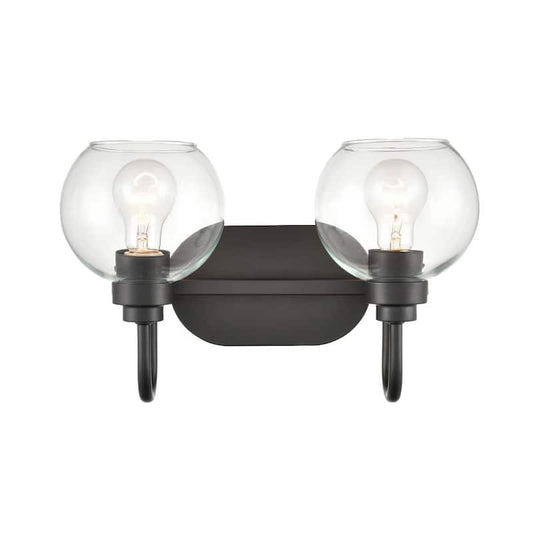 2-Light 16.375 in. Matte Black Vanity-Light