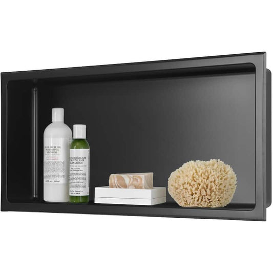 24 in. W x 12 in. H x 4 in. D 18-Gauge Bathroom Shower Niche in Matte Black