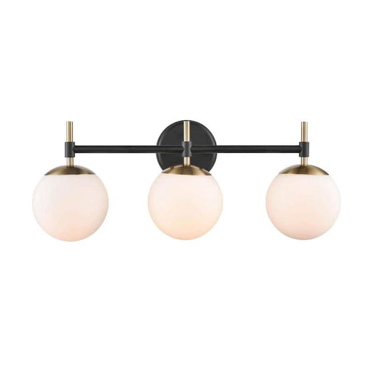 24 in. 3-Light Matte Black/Modern Gold Vanity Light