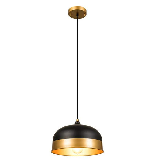 1-Light Matte Black Farmhouse Hanging Kitchen Cage Pendant Light Fixtures