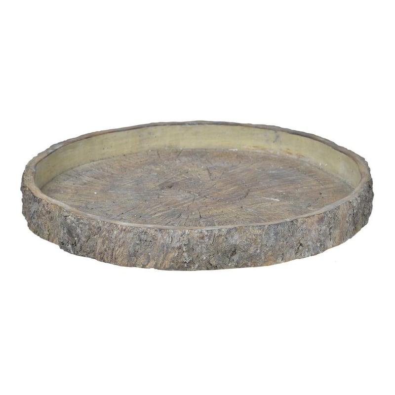 18 in. Natural Faux Wood Round Plate