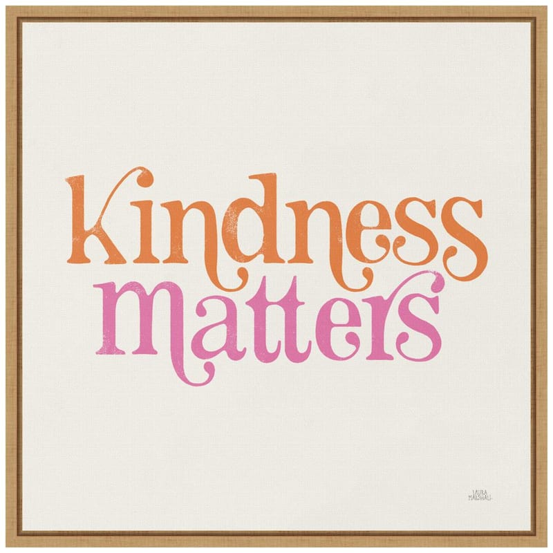 16 in. Kindness Matters Valentine's Day Holiday Framed Canvas Wall Art