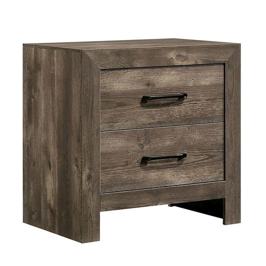 23.62D x 16.00W x 23.62H Nightstand Natural Tone Faux Wood Veneer with 2 Drawers