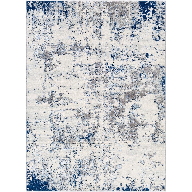 Yamikani Navy 6 ft. 7 in. x 9 ft. Abstract Distressed Area Rug