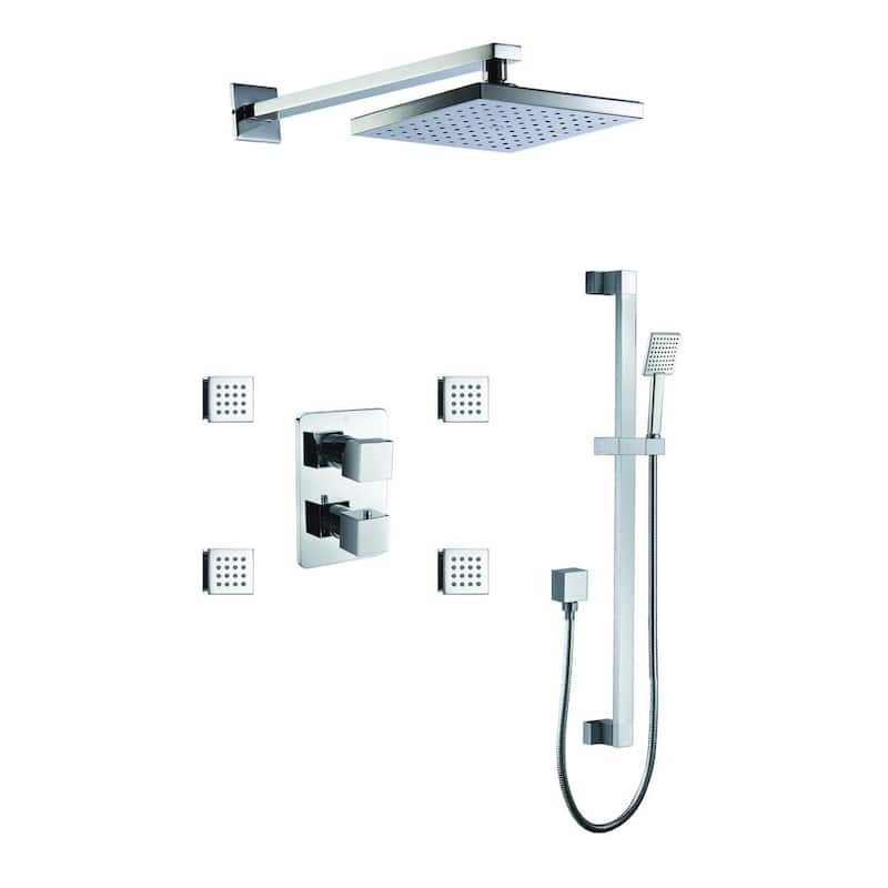 1-Spray Dual Showerhead and Handheld Showerhead with Body Sprays in Polished Chrome