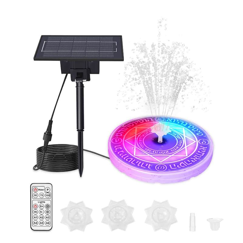 2.5-Watt Solar Pond Light, Water Pump Light With Remote Control, 3 Color Temperature and 3 Nozzles