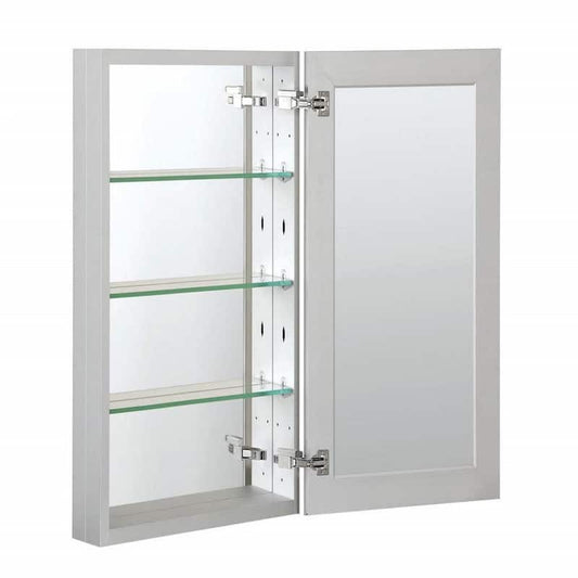 15 in. W x 36 in. H Silver Glass Recessed/Surface Mount Rectangular Medicine Cabinet with Mirror