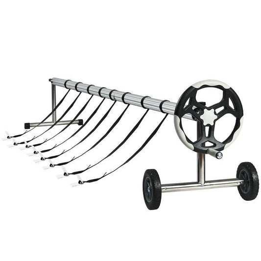 21 ft. L Adjustable Aluminum Tube Pool Cover Reel with Hand Crank and Wheels