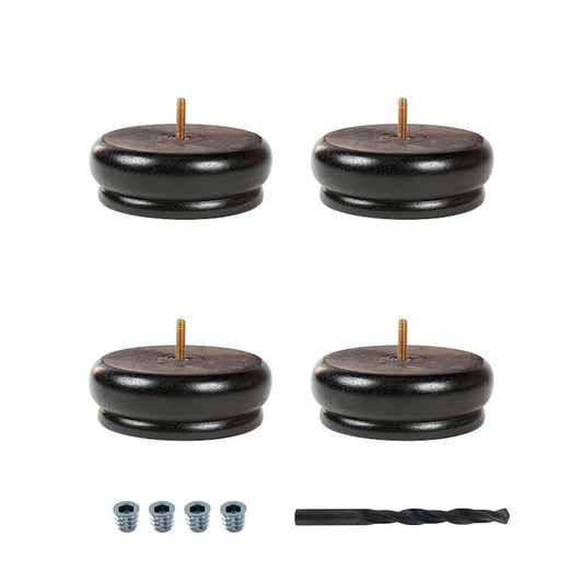 2 in. x 5-1/2 in. Stained Espresso Solid Hardwood Round Bun Foot (4-Pack)