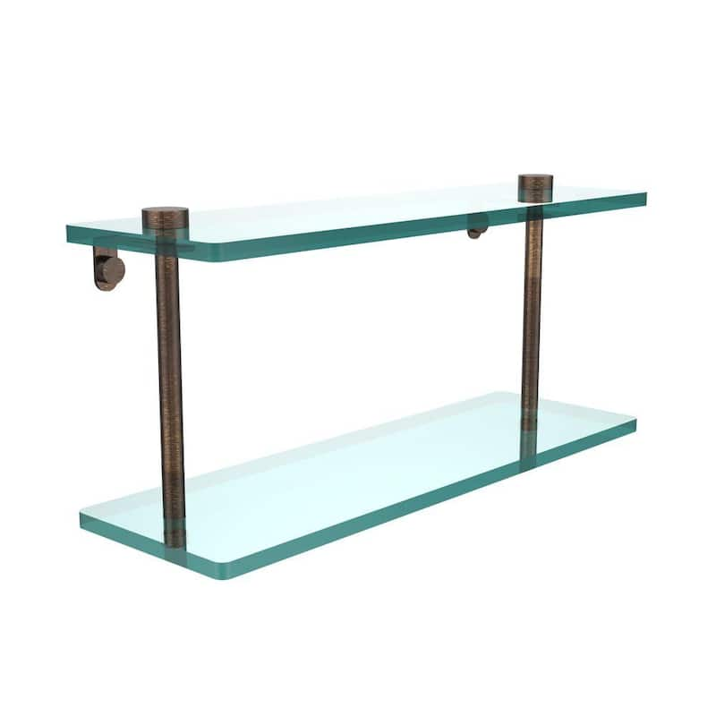 16 in. L x 8 in. H x 5 in. W 2-Tier Clear Glass Vanity Bathroom Shelf in Venetian Bronze