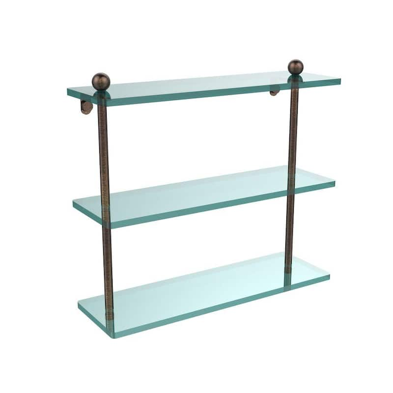 16 in. L x 15 in. H x 5 in. W 3-Tier Clear Glass Bathroom Shelf in Venetian Bronze