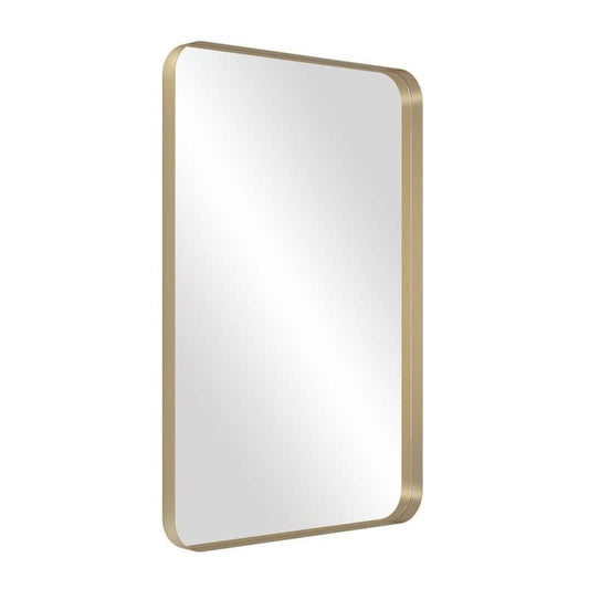 18 in. x 28 in. Gold Modern Rectangle Framed Metal Wall Decorative Mirror