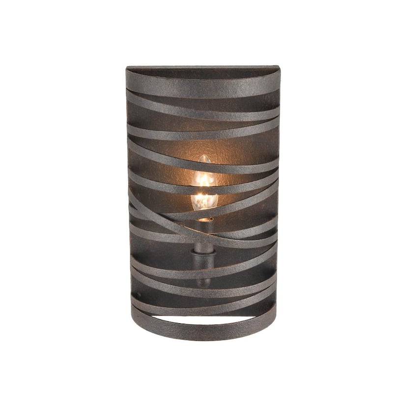 1-Light 7 in. Weathered Iron Wall Sconce