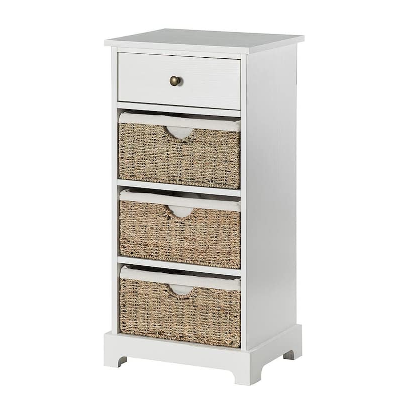 15.7 in. White Accent Storage Cabinet with Removable Woven Baskets