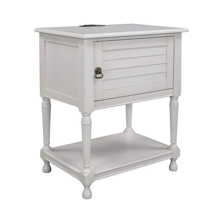 21.2 in. x 14.8 in. x 27.5 in. White Versatile Nightstand with Two Built-in Shelves Cabinet and USB Charging Design