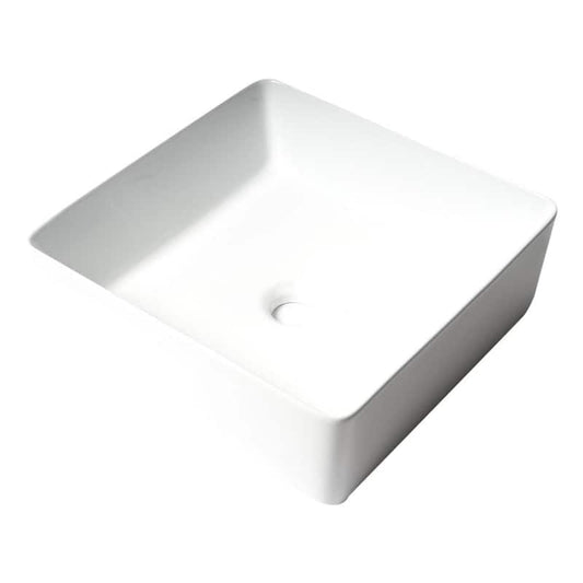 15.13 in. Above Mount Porcelain Square Vessel Sink in White