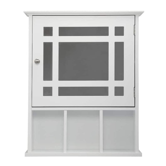 19.2 in. W x 24 in. H White Wood Surface Mount Medicine Cabinet with Mirror Door and Adjustable Shelf