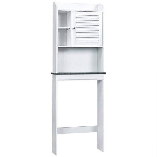 23.5 in. W x 7.5 in. D x 68.5 in. H White Bathroom Over-the-Toilet Storage Cabinet Organizer with Doors and Shelves